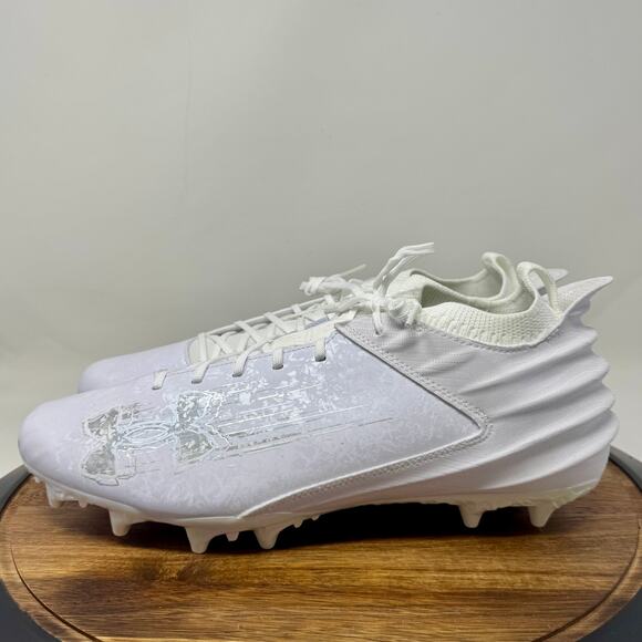 Under Armour Blur Smoke Suede 2.0 MC White Football Cleats 3027978-101 Size 14 - Picture 3 of 8